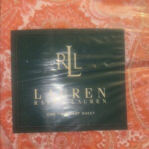 Lauren Ralph Lauren Orange Paisley Twin Size Flat Sheet